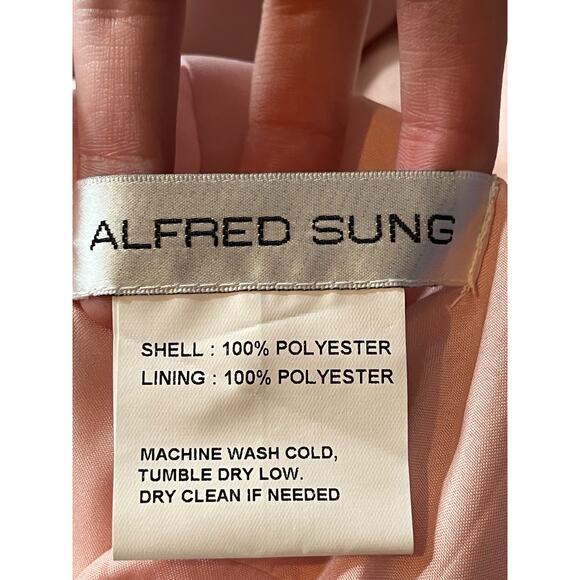 Alfred Sung dress D824 Jewel neck bowed open back trumpet size 6 - Picture 7 of 10